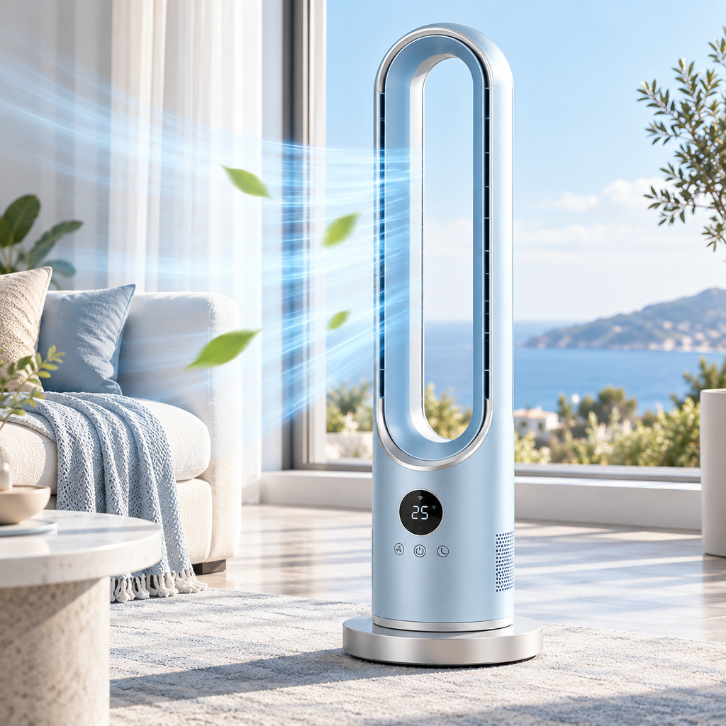 MAVNAOTU AERO Premium Bladeless-Style Fan – Modern Oval Design for Effortless Everyday Comfort