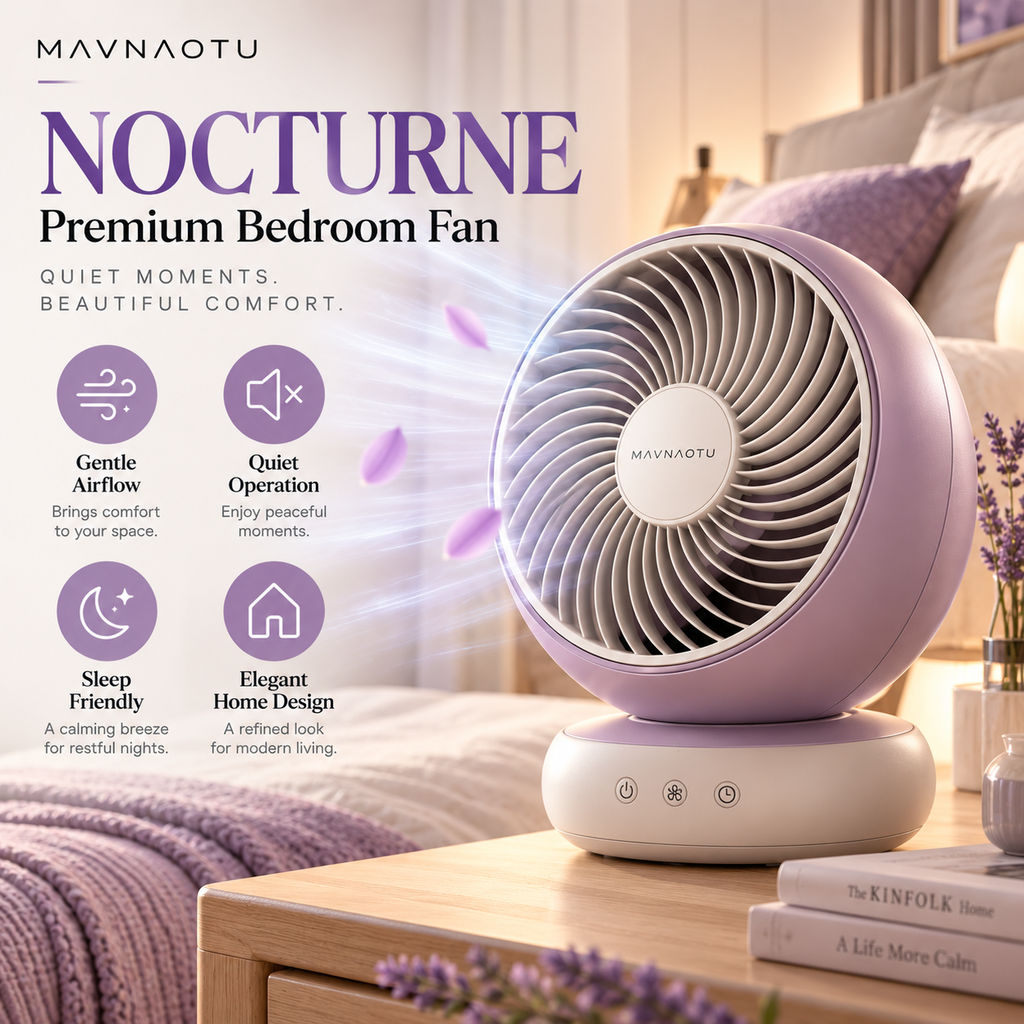 MAVNAOTU NOCTURNE Premium Bedroom Fan – Elegant Lavender Design for Peaceful Nights & Everyday Comfort